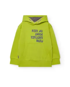 Детская толстовка с карманом-кенгуру и капюшоном Boboli, фисташковый