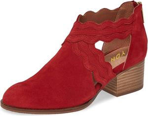 Женские замшевые туфли YDN с вырезами, зауженным носком, молниями, стойким каблуком средней высоты, классические праздничные туфли, размер 4-15 US, Red