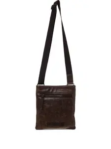Сумка-мессенджер с тиснением логотипа Just Cavalli, коричневый