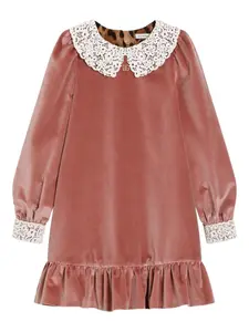 Бархатное платье с кружевом Dolce & Gabbana Kids, розовый