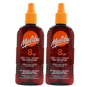 Масло для загара Malibu Dry Oil Spray SPF8 200 мл x2 шт.