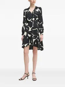 Платье с запахом и абстрактным принтом Dkny, черный