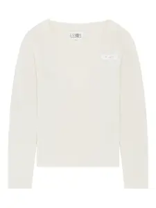Свитер с V-образным вырезом Mm6 Maison Margiela, нейтральный