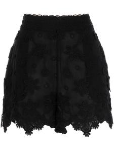 Elie Saab шелковые шорты с цветочной вышивкой, черный