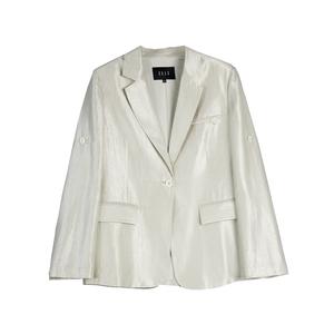 ELLE Костюм деловой женский серо-зеленый с воротником