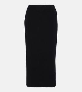 Юбка миди из шерсти, кашемира и шелка Brunello Cucinelli, черный