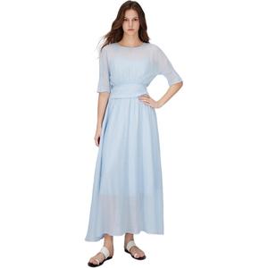 ELLE Повседневный костюм женский Blue Crew Neck умеренной средней длины