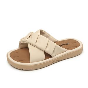 Женские тапочки-слайды с резиновой подошвой, устойчивые к истиранию TATAYA, Ecru