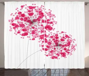 Штора ABAKUHAUS в деревенском стиле с цветочным рисунком, абстрактным рисунком одуванчиков, присборенная тесьма для спальни с петлями и крючками, 280 x 245 см, жемчужно-розовая Abakuhaus