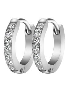 Adeliás Женские серьги - серьги-кольца на шарнирах из нержавеющей стали со стразами серебристого цвета