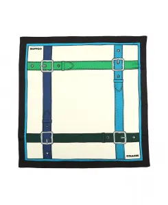 Женский шелковый платок квадратной формы Trompe L'Oeil с принтом в виде ремня COACH, синий