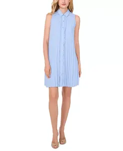 Женское платье без рукавов с волнистым краем, плиссированное, на пуговицах CeCe, синий