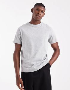 Футболка ASOS DESIGN из плотной ткани с круглым вырезом серого меланжевого цвета