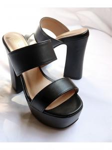 Босоножки на толстом каблуке 13 см♪ с квадратным носком и двумя ремешками 1550 Lovehunter, цвет Black