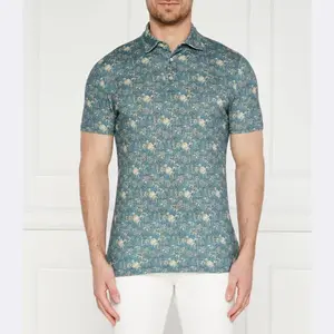 Рубашка поло узкого кроя с пейсли Stenströms, синий