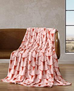 Мягкое плюшевое флисовое одеяло Steer Head, размер Full/Queen Wrangler, Terracotta, Peach