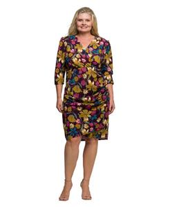 Платье большого размера с цветочным принтом и имитацией запаха 24seven Comfort Apparel, Multi