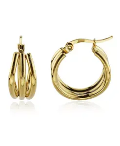 Серьга-Кольцо из трех линий из нержавеющей стали Rebl Jewelry, gold