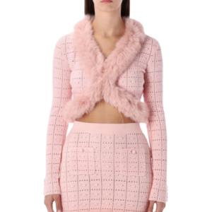 Кардиган из смесовой хлопковой ткани Self-Portrait, розовый