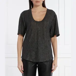 Льняная футболка свободного кроя Pinko, черный