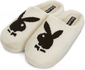 Мужские тапочки Playboy Подарки для мужчин Экстра уютные пушистые домашние тапочки на слипоне, кремовый