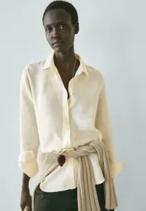 Струящаяся блузка на пуговицах Massimo Dutti, Light Yellow