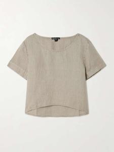 Укороченная футболка из льняного полотна James Perse, зеленый