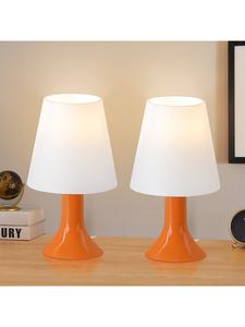 Комплект из 2 настольных ламп с цоколем E14, оранжевого цвета, современный пластиковый корпус