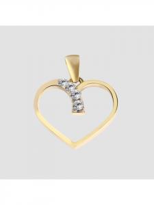 Adeliás Женский кулон - Сердце. Кулон в форме сердца из золота 375 пробы с кубическим цирконием в золоте