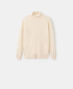 Женский свитер с высоким воротником крупной вязки MANGO, Pastel Yellow