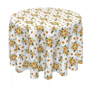 Круглая скатерть, 100% полиэстер, круглая 60 дюймов, в стиле подсолнуха