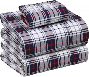 Комплект постельного белья Ruvanti, 3 предмета, 168х244/100х191/51х76 см, темно-синий/клетка