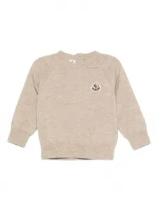 Свитер с рукавами реглан и нашивкой-логотипом Moncler Enfant, коричневый