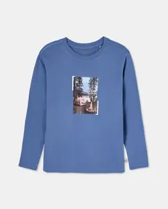 Детская футболка с длинным рукавом с фотографическим принтом мальчика Kids El Corte Inglés, синий