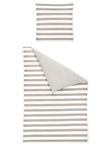 Комплект постельного белья из 2-х частей сирсакера 135x200 см Nordic Stripe белого/серо-коричневого цвета JACK, 135x200 см