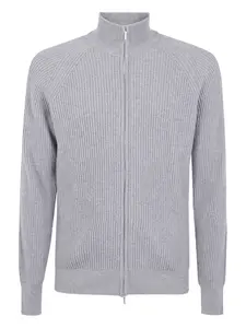 Кардиган на молнии в рубчик Barba, серый