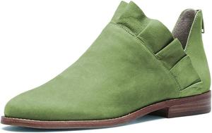 Женские модные ботильоны FSJ с закрытым носком, миндальной формы, на невысоком грубом каблуке, с V-образным вырезом, оборками сзади и молнией, зимняя обувь для свиданий, Light Green