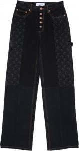 Брюки Marine Serre Moon Denim Boyfriend Trousers 'Black', черный