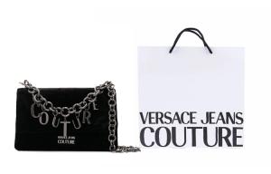 Тканевая сумка через плечо, маленькая женская сумка кроссбоди black VERSACE JEANS COUTURE, Shopping Bag Set(Set+Shopping Bag)