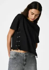 Футболка с принтом pcfenja bindedetail Pieces, Black