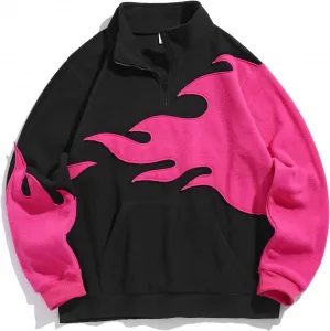 ZAFUL свитшот с принтом Flame для мужчин, оверсайз, с карманом