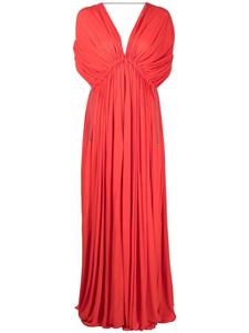 Lanvin платье с V-образным вырезом и складками, красный