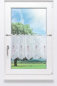 Штора для кафе Маяк (Ш x В) 211,90 см * 40 см. Синий/красно-синий Plauener Spitze