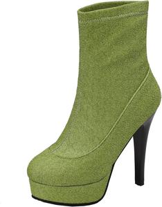 XIEPP Элегантные женские ботильоны с круглым носком и устойчивым каблуком на молнии, идеальный выбор для вечерних образов осенью и зимой