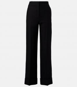 Широкие брюки из шерсти и шелка Valentino, Nero