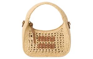 Кожаная сумка-полумесяц Wander Series через плечо кроссбоди MIU MIU натуральный микс коньячный