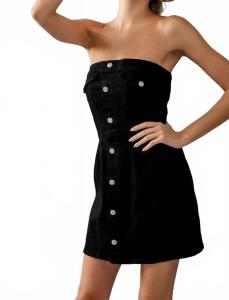 Прямое джинсовое платье Drew без бретелей в черном цвете Urban Daizy