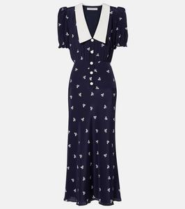 Шелковое миди-платье Alessandra Rich, Navy Blue-White