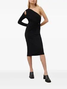 Платье миди на одно плечо с перекрученной деталью HERSKIND, черный