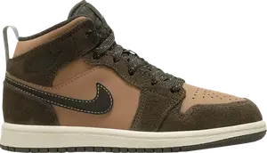 Кроссовки Air Jordan 1 Mid SE PS Earth Tone, коричневый
